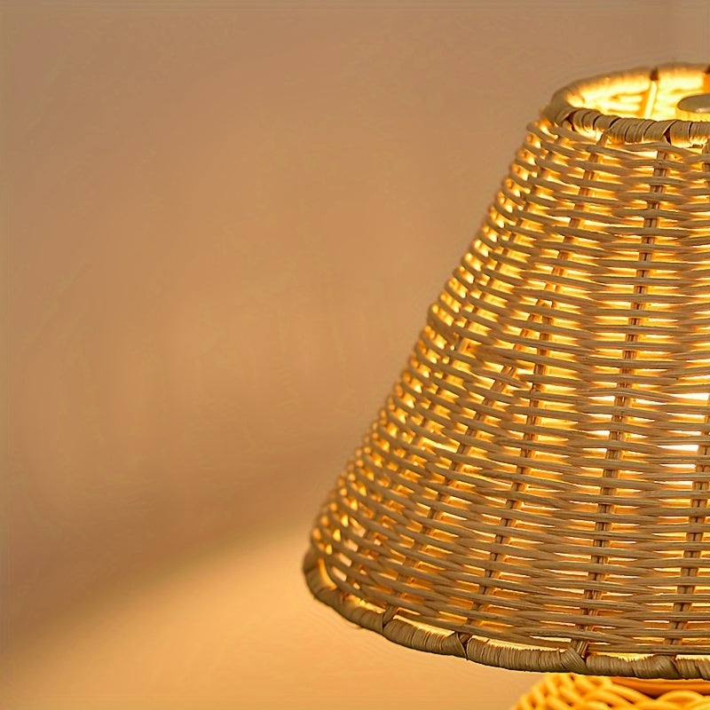 Schreibtischlampe mit Bambusschirm