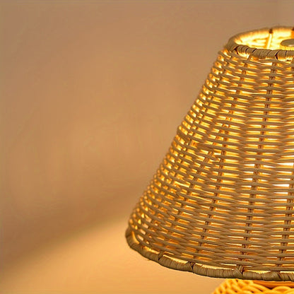 Schreibtischlampe mit Bambusschirm