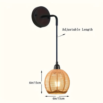 Boho Rattan-Wandleuchte