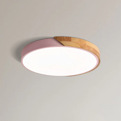 Nordische LED-Deckenleuchte mit Holzrand