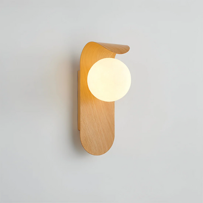 Icar Holz-Wandleuchte mit Glaskugel