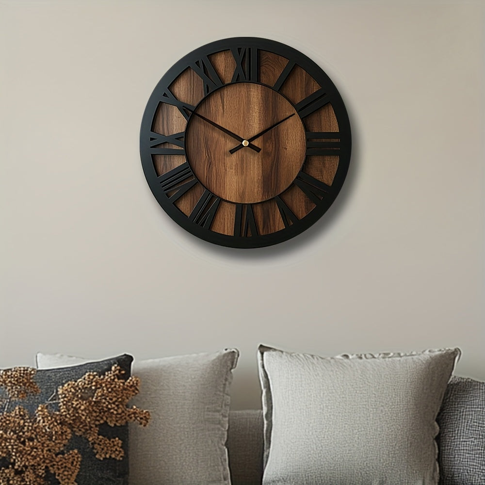 Vintage Holz-Wanduhr mit römischen Ziffern