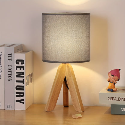 Dreibein-Tischlampe aus Holz