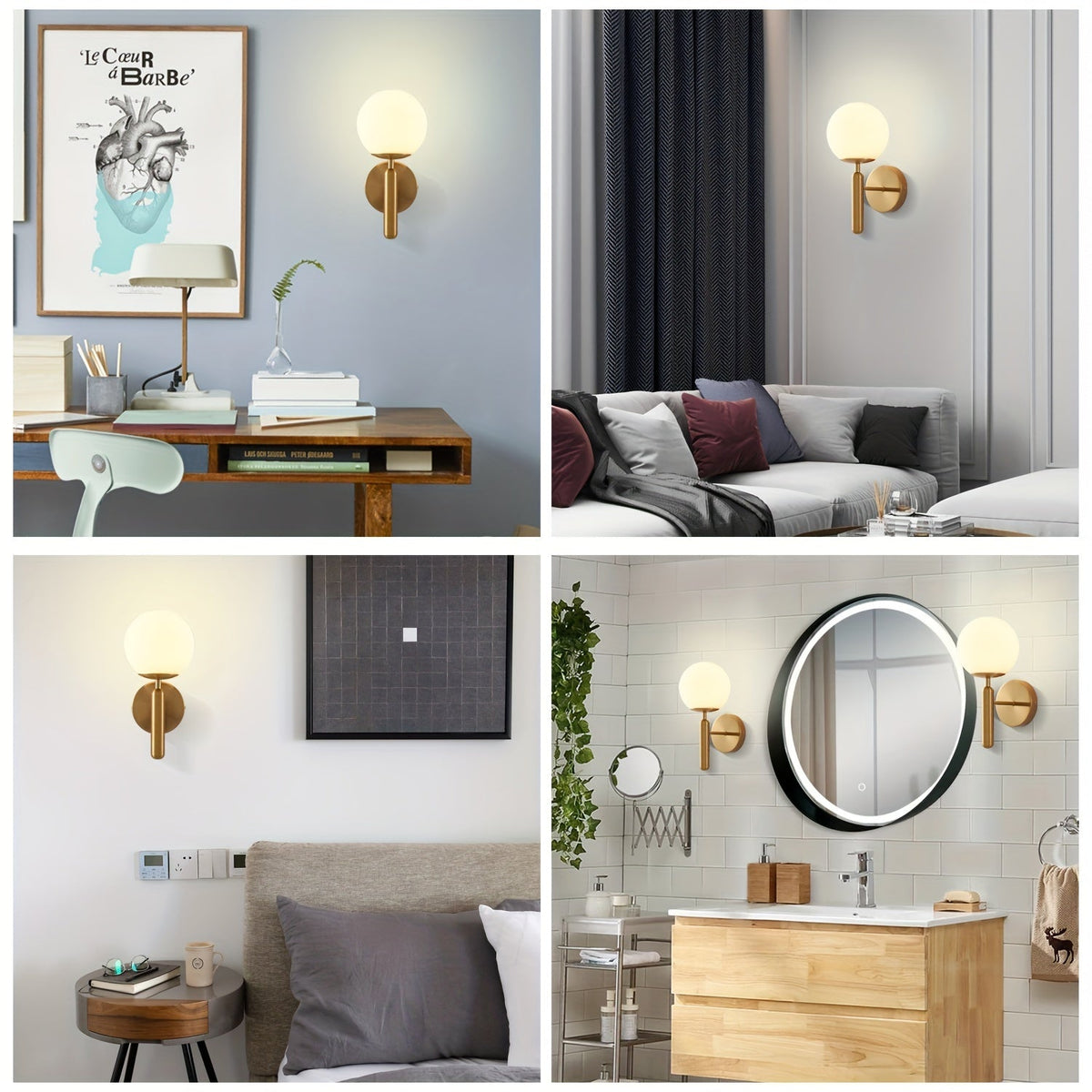 Glas-Wandleuchte mit Metallfassung
