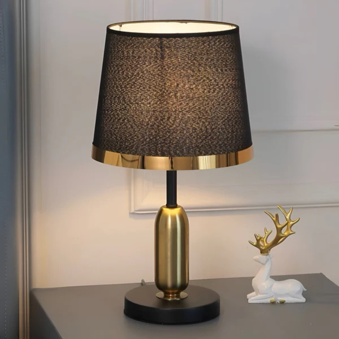 Vintage Tischlampe in Schwarz und Gold