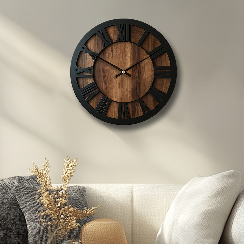 Vintage Holz-Wanduhr mit römischen Ziffern