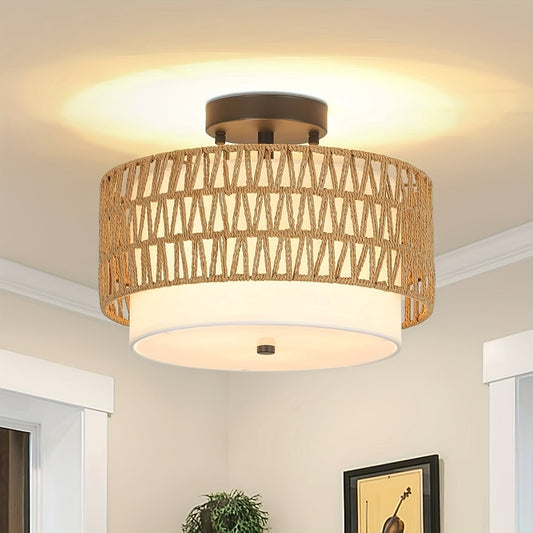 Boho Rattan-Deckenleuchte