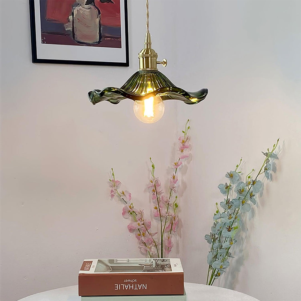 Blumen-Glas LED-Pendelleuchte