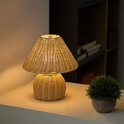 Schreibtischlampe mit Bambusschirm