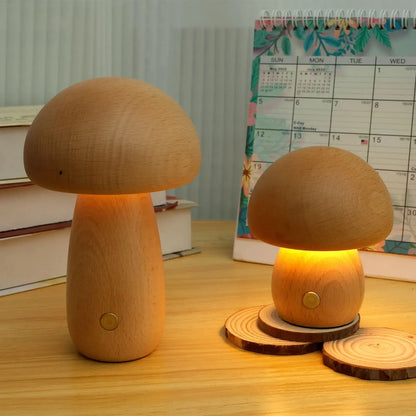 Portobello Pilzlampe aus Holz
