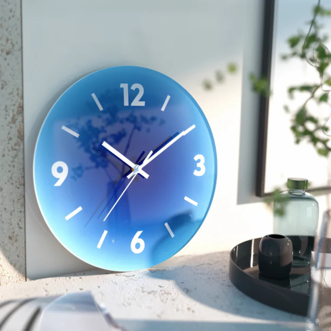 Sunset Glas-Wanduhr mit Farbverlauf