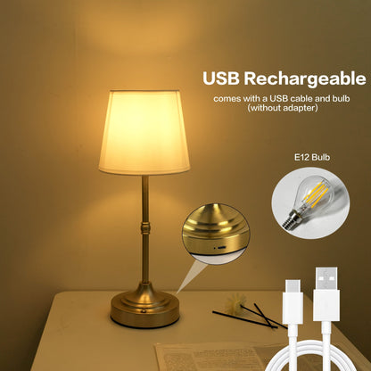 Kabellose Tischlampe mit Stoffschirm