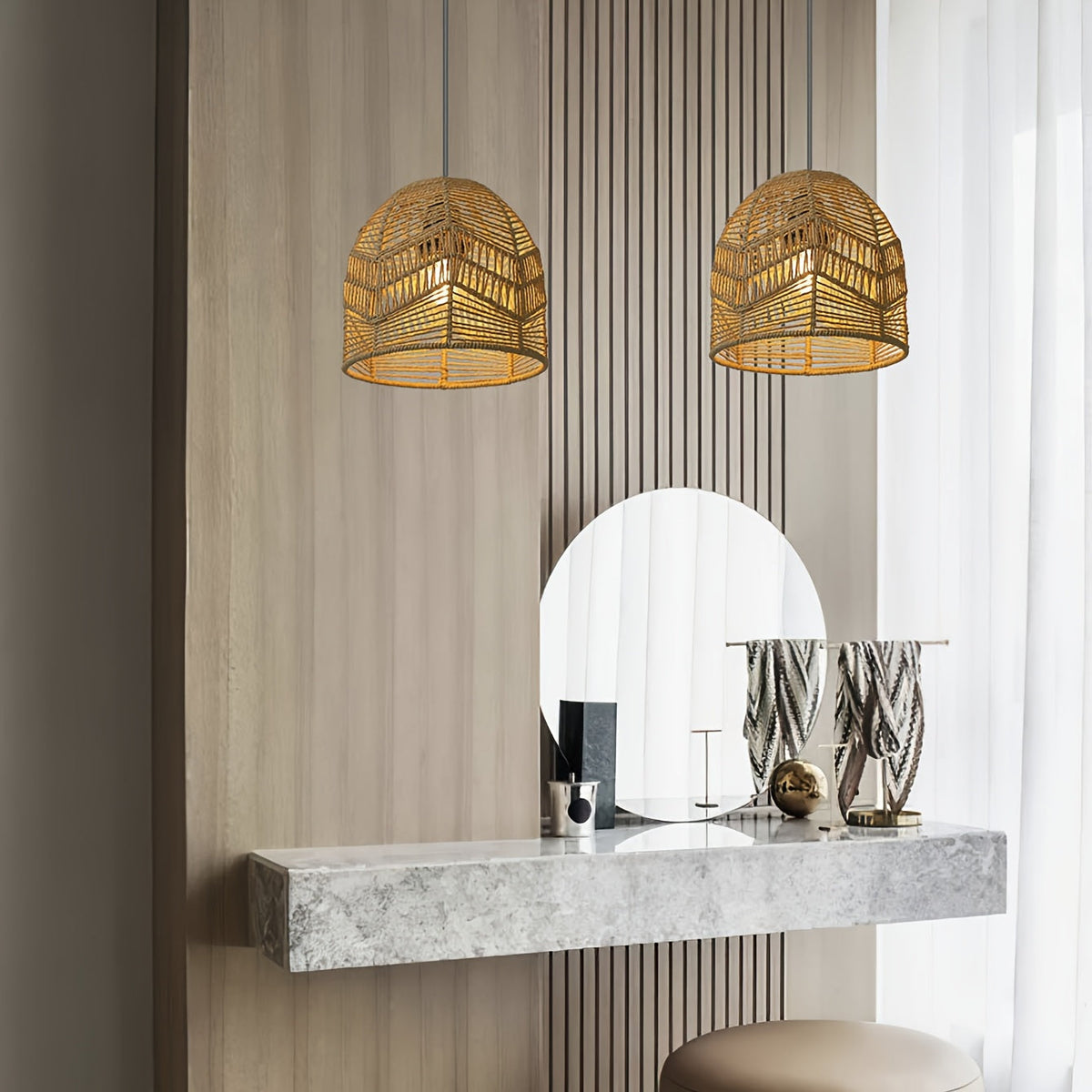 Seil-Lampenschirm im Landhausstil