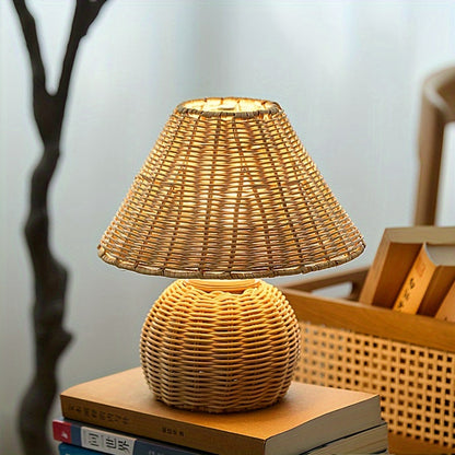 Schreibtischlampe mit Bambusschirm
