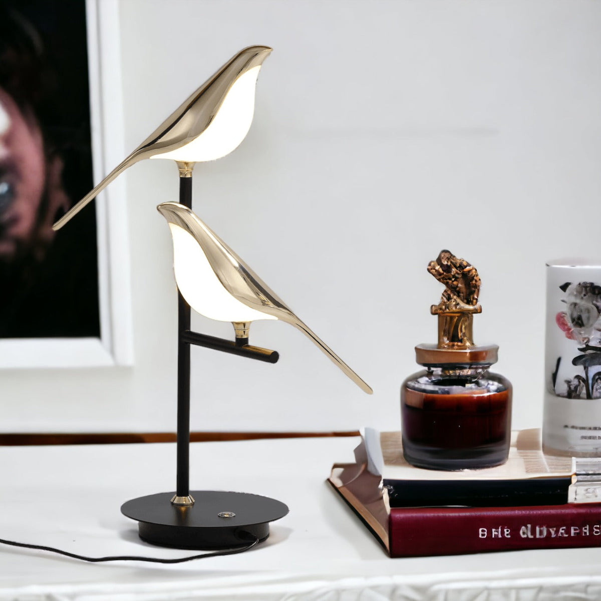 Goldene Vogel-Wandleuchte