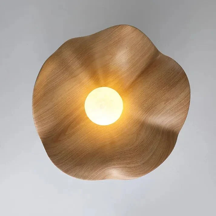 Lotus-Deckenleuchte in Holzoptik