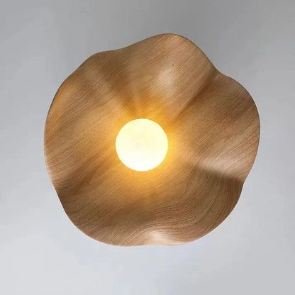 Lotus-Deckenleuchte in Holzoptik