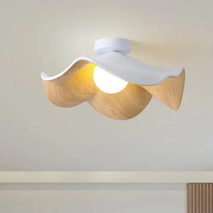 Lotus-Deckenleuchte in Holzoptik