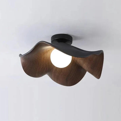 Lotus-Deckenleuchte in Holzoptik