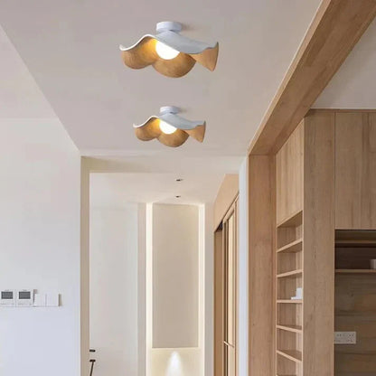 Lotus-Deckenleuchte in Holzoptik