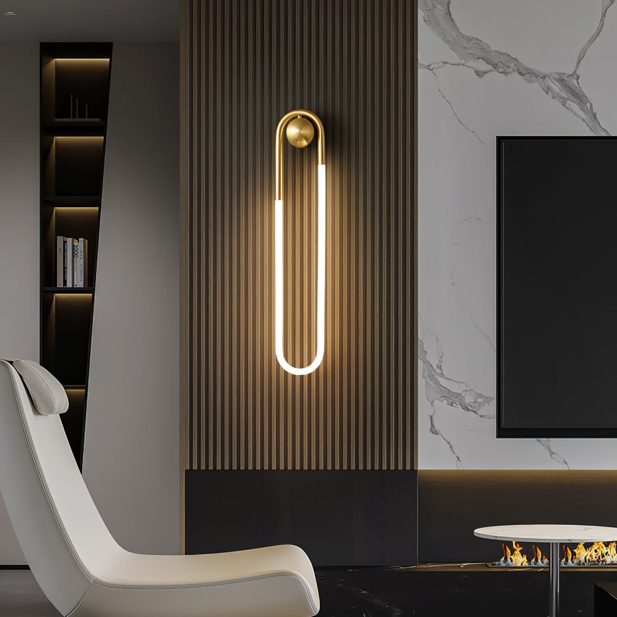 Loop LED-Wandleuchte in Messing oder Schwarz
