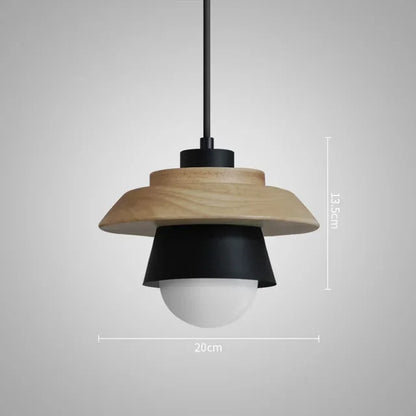 Holz-Pendelleuchte in Macaron-Tönen