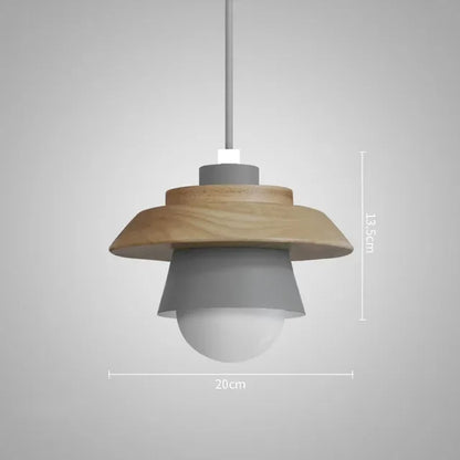 Holz-Pendelleuchte in Macaron-Tönen
