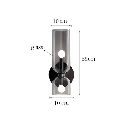 Rauchglas-Wandleuchte in Röhrenform
