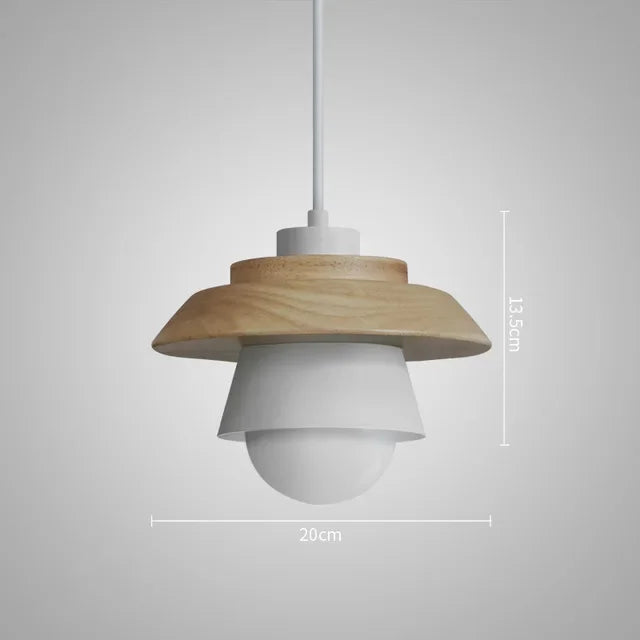 Holz-Pendelleuchte in Macaron-Tönen