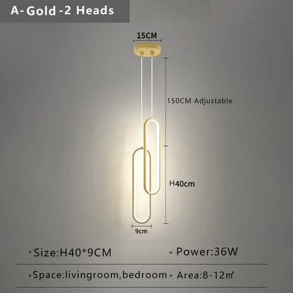 Ovale LED-Pendelleuchte in Gold oder Schwarz