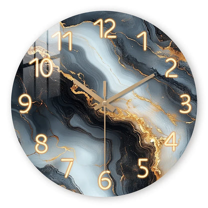 Marmor-Wanduhr in Blau und Gold