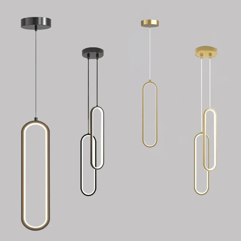 Ovale LED-Pendelleuchte in Gold oder Schwarz