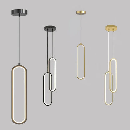 Ovale LED-Pendelleuchte in Gold oder Schwarz