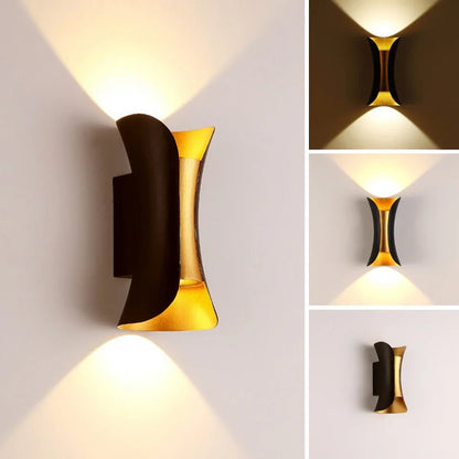Wandleuchte Schwarz-Gold, wasserdicht