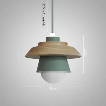 Holz-Pendelleuchte in Macaron-Tönen