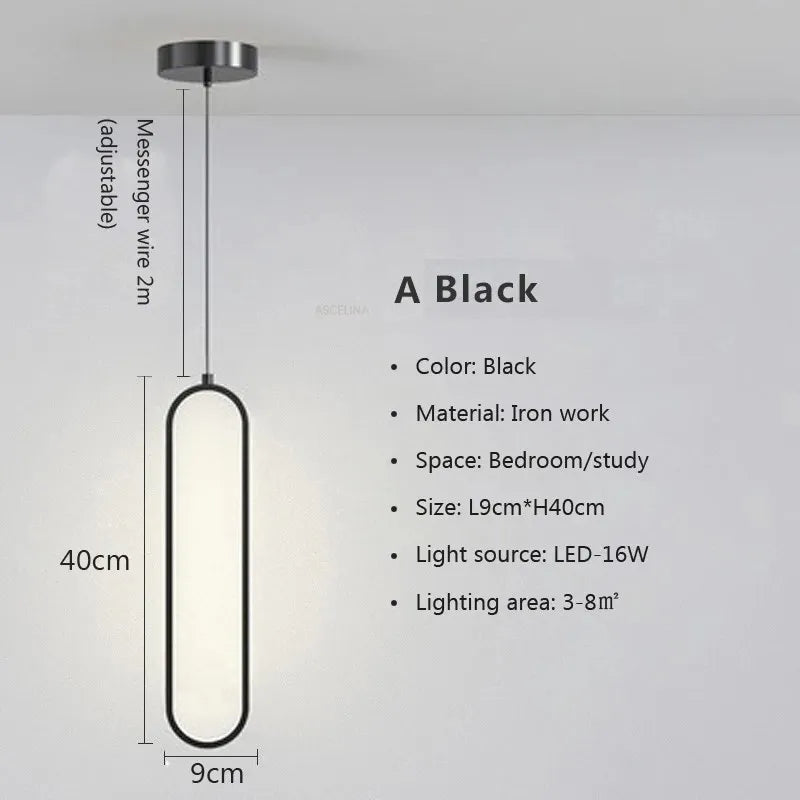 Ovale LED-Pendelleuchte in Gold oder Schwarz