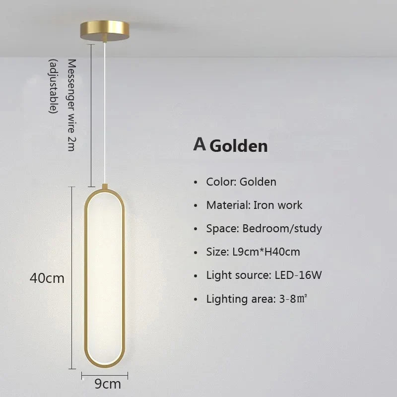 Ovale LED-Pendelleuchte in Gold oder Schwarz