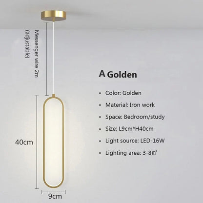 Ovale LED-Pendelleuchte in Gold oder Schwarz