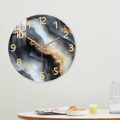 Marmor-Wanduhr in Blau und Gold