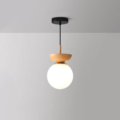 Japanische Leuchte aus Holz und Glas