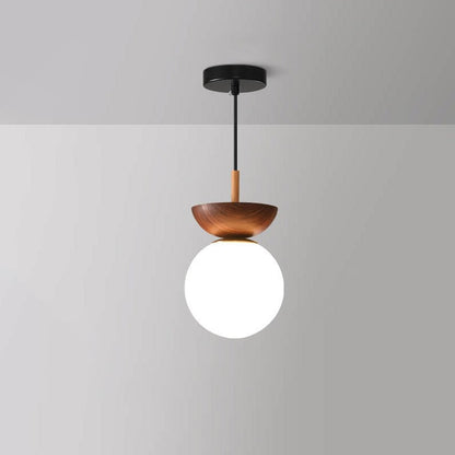 Japanische Leuchte aus Holz und Glas
