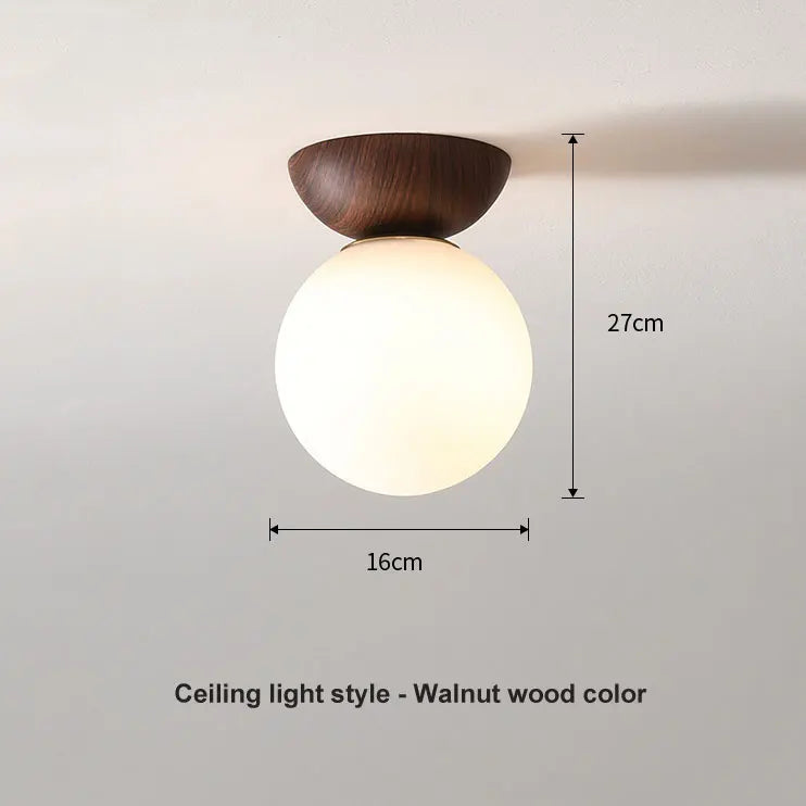 Glas-Kugel-Leuchte mit Holzoptik