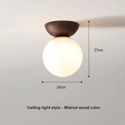 Glas-Kugel-Leuchte mit Holzoptik