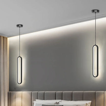 Ovale LED-Pendelleuchte in Gold oder Schwarz