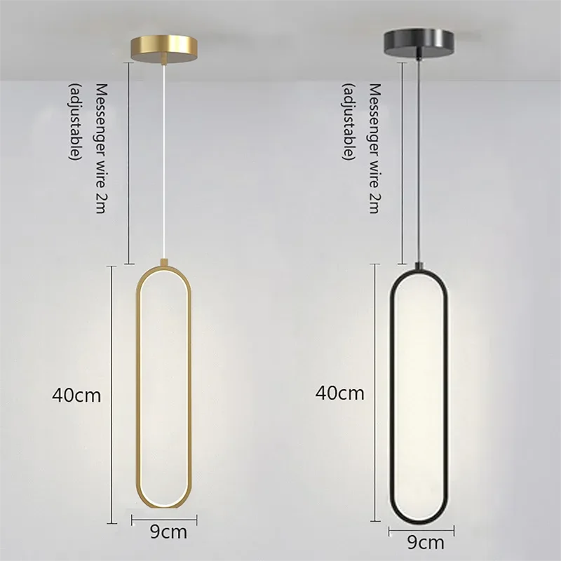 Ovale LED-Pendelleuchte in Gold oder Schwarz