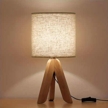 Dreibein-Tischlampe aus Holz