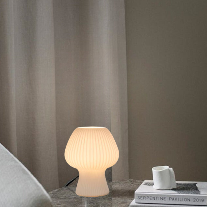 Vintage Nachttischlampe aus Rippenglas