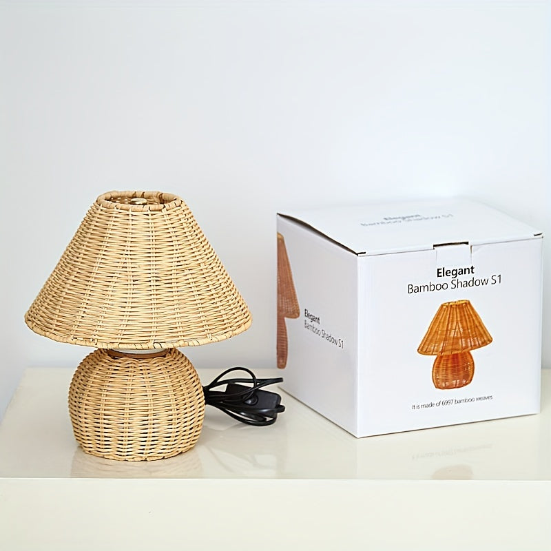 Schreibtischlampe mit Bambusschirm