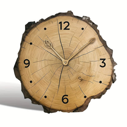 Rustikale Holzscheiben-Wanduhr