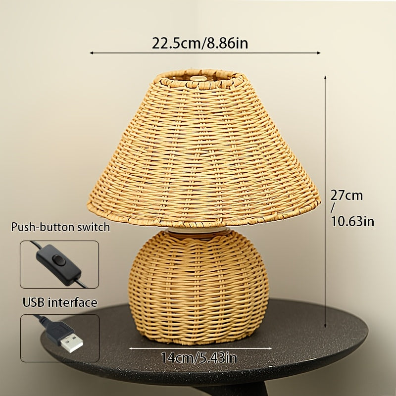 Schreibtischlampe mit Bambusschirm